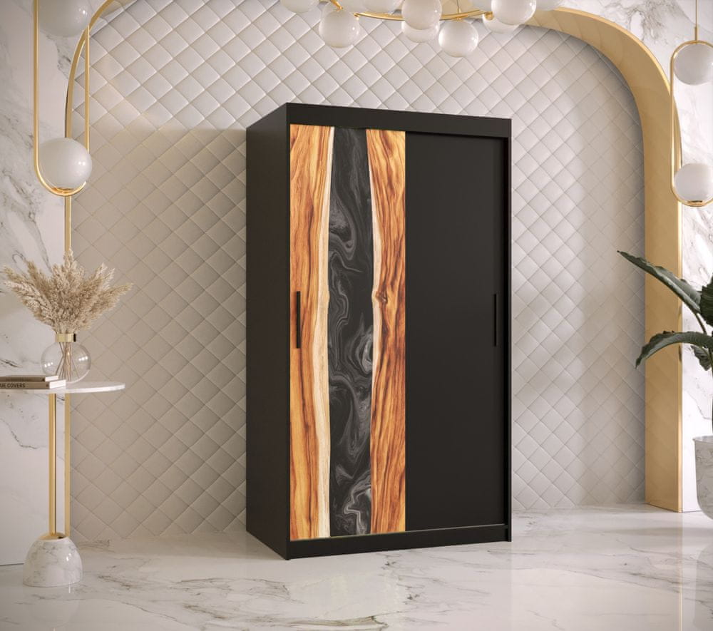 Veneti Šatníková skriňa s posuvnými dverami STACY 1 - šírka 100 cm, čierna