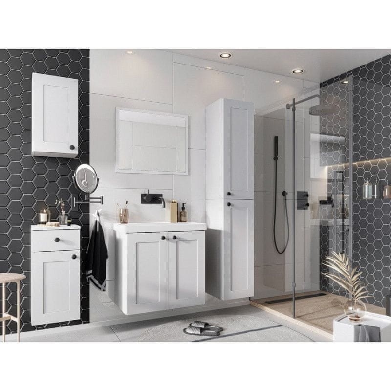 Veneti Kúpeľňový nábytok s umývadlom SYKE 1 - biely + sifón a batéria Economico ZDARMA