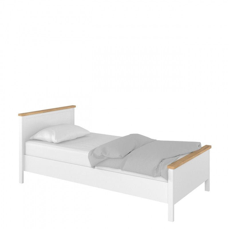 Veneti Jednolôžková posteľ s matracom a roštom 90x200 MABARUMA - biela / dub nash