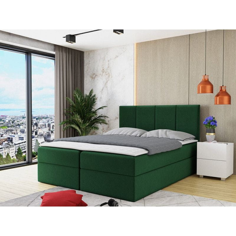 Veneti Kontinentálna manželská posteľ 160x200 CARMELA - zelená + topper ZDARMA