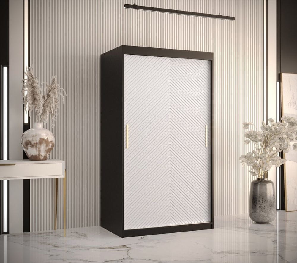 Veneti Skriňa s posuvnými dverami PAOLA - šírka 100 cm, čierna / biela