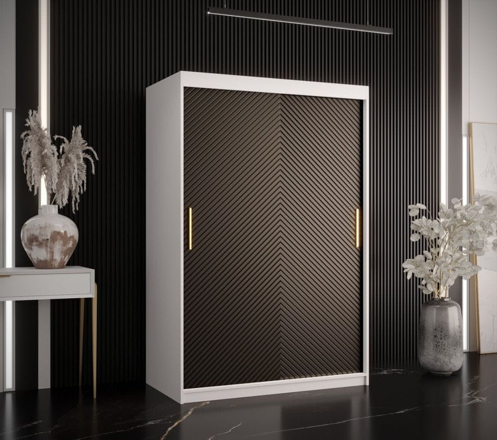 Veneti Skriňa s posuvnými dverami PAOLA - šírka 120 cm, biela / čierna