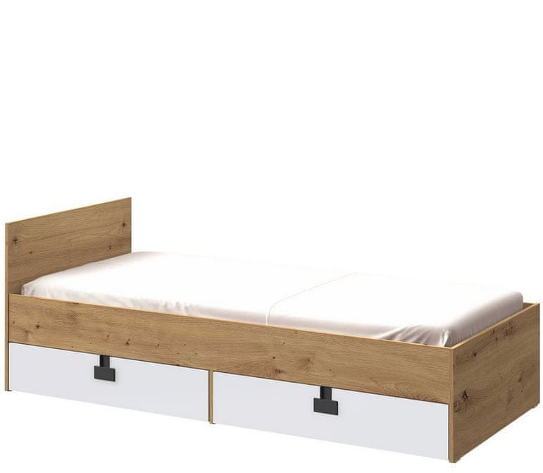 Veneti Jednolôžková posteľ do študentskej izby 90x200 BASHIRA - dub / biela