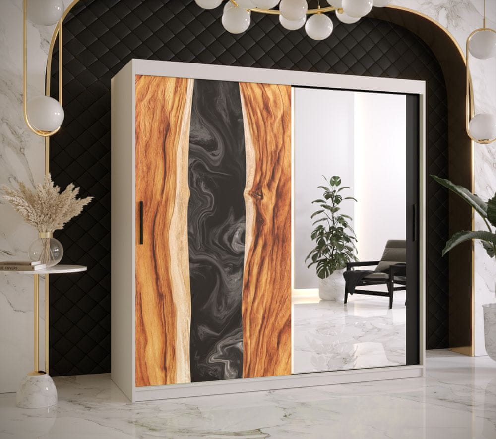 Veneti Šatníková skriňa s posuvnými dverami STACY 3 - šírka 180 cm, biela