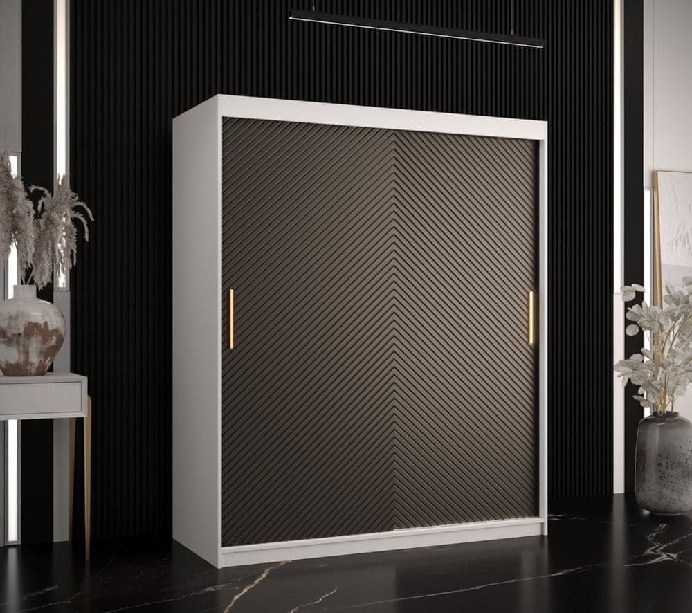 Veneti Skriňa s posuvnými dverami PAOLA - šírka 150 cm, biela / čierna