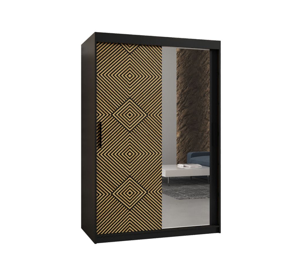 Veneti Priestranná šatníková skriňa s posuvnými dverami MARIEM 3 - šírka 120 cm, čierna