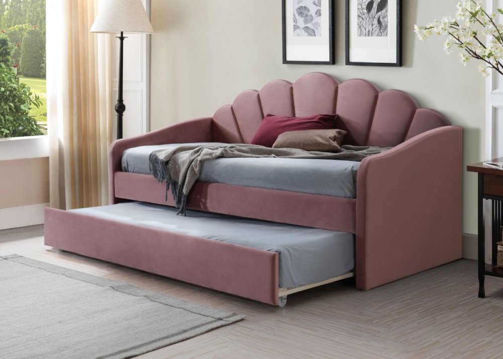 Veneti Jednolôžková posteľ s prístelkou MALIKA - 90x200 cm, ružová