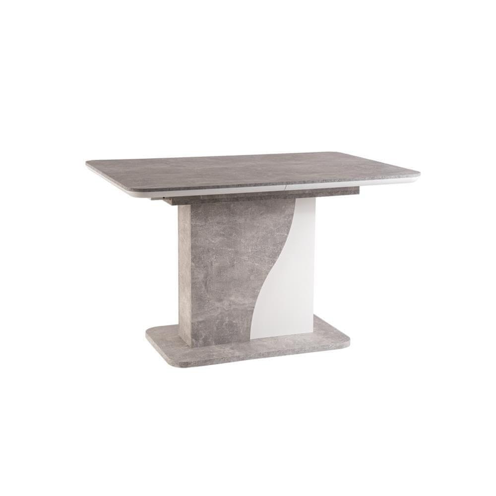 Veneti Rozkladací jedálenský stôl JAMIN - 120x80, betón / matný biely