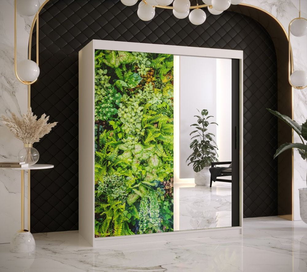 Veneti Šatníková skriňa s posuvnými dverami MAYA 3 - šírka 150 cm, biela