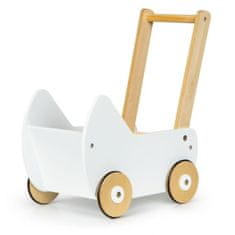 Iso Trade Detský drevený kočík pre bábiky - chodítko | biela