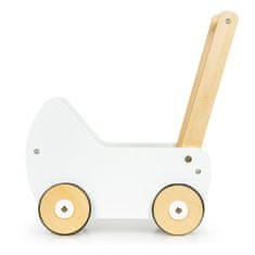 Iso Trade Detský drevený kočík pre bábiky - chodítko | biela