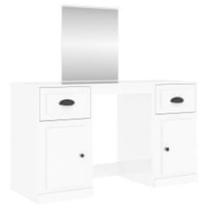 Vidaxl Toaletný stolík so zrkadlom lesklý biely 130x50x132,5 cm