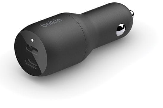 Belkin nabíjačka do auta, 2× USB-C, 36 W, čierna, CCB002btBK