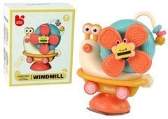 Lean-toys Interaktívny vzdelávací detský veterný mlyn Slimák ružový s prísavkou