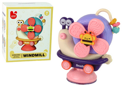 Lean-toys Interaktívny vzdelávací detský veterný mlyn Slimák ružový s prísavkou