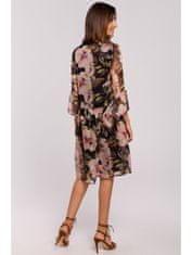 Style Stylove Dámske kvetované šaty Iseulon S214 čierna a ružová L