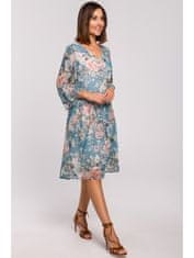 Style Stylove Dámske kvetované šaty Iseulon S214 modrá svetlo L