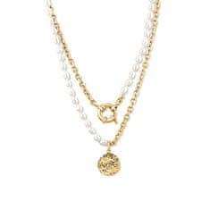 JwL Luxury Pearls Štýlový pozlátený náhrdelník s pravými riečnymi perlami JL0798