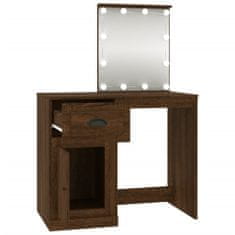 Vidaxl Toaletný stolík s LED hnedý dub 90x50x132,5 cm kompozitné drevo