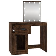Vidaxl Toaletný stolík s LED dymový dub 90x50x132,5cm kompozitné drevo
