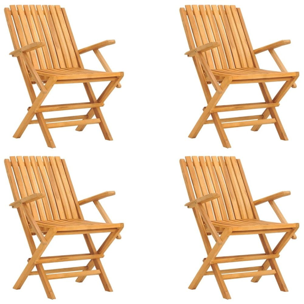 Vidaxl Skladacie záhradné stoličky 4 ks 61x67x90 cm tíkový masív