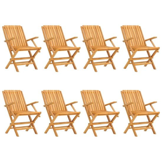 Vidaxl Skladacie záhradné stoličky 8 ks 61x67x90 cm tíkový masív