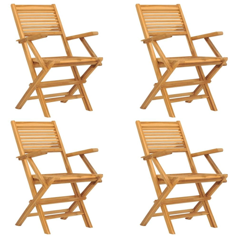 Vidaxl Skladacie záhradné stoličky 4 ks 55x62x90 cm tíkový masív