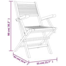 Vidaxl Skladacie záhradné stoličky 2 ks 55x62x90 cm tíkový masív