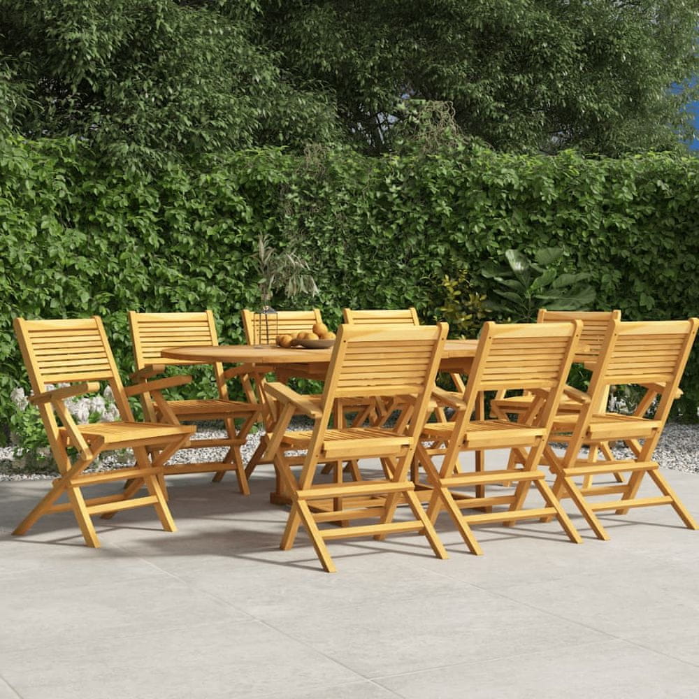 Vidaxl Skladacie záhradné stoličky 8 ks 55x62x90 cm tíkový masív