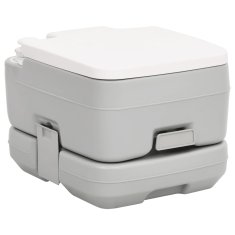 Vidaxl Prenosné kempingové WC, sivo biele 10+10 l, HDPE