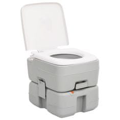 Vidaxl Prenosné kempingové WC, sivo biele 15+10 l, HDPE