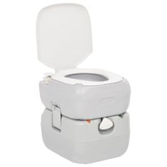Vidaxl Prenosné kempingové WC šedo-biele 22+12 l HDPE