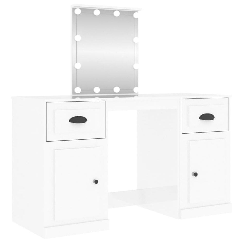Vidaxl Toaletný stolík s LED lesklý biely 130x50x132,5 cm