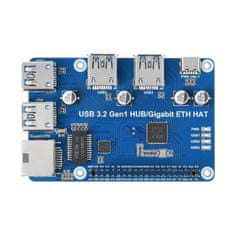 Waveshare Rozširujúci modul HUB 3xUSB 3.2 Gen1 1xETH Gigabit HAT pre Raspberry Pi