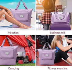 Alum online Skladacia cestovná taška s veľkým úložným priestorom - svetlo fialová