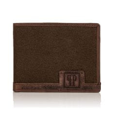 PAOLO PERUZZI Pánska hnedá kožená plátenná peňaženka rfid