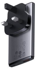 BASEUS Baseus GAN5 Pro Ultratenký rýchlonabíjací adaptér USB-C + USB-A 65 W sivá, CCGP150113