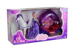 Lean-toys Súprava bábik s konským povozom znie fialovo