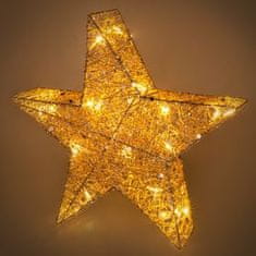 Retlux RXL 327 Vianočná hviezda z bavlnenej priadze s trblietkami 20 LED, 40 cm, teplá biela 50003922