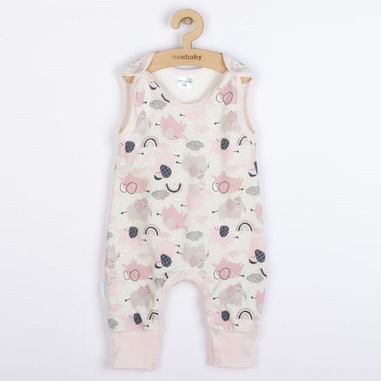 NEW BABY Dojčenské bavlnené dupačky Šťastné Sloníky ružová