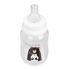 AKUKU Fľaša s obrázkom 125 ml medveď biela