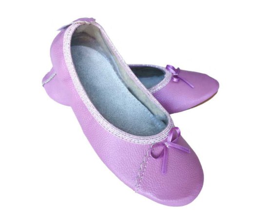 Copa cop Kožené papuče s mašľou - fialové