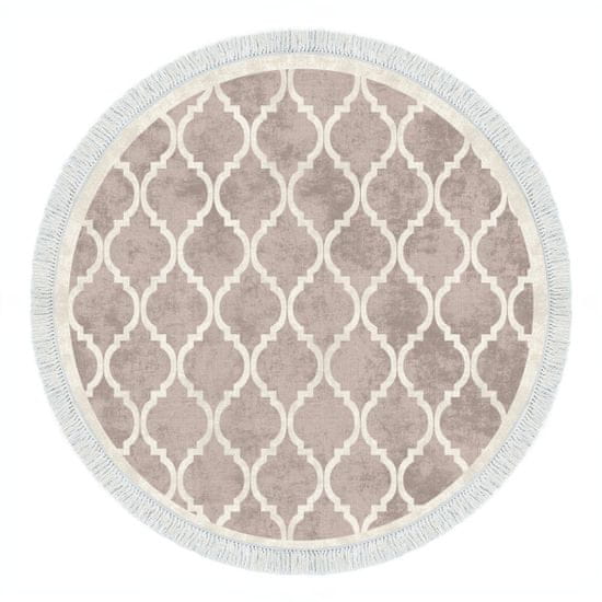 Conceptum Hypnose Okrúhly koberec Fence 100 cm krémový/hnedý