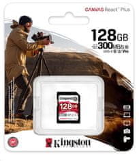 Kingston pamäťová karta 128GB Canvas React Plus SDXC UHS-II 300R/260W U3 V90 pre Full HD/4K/8K