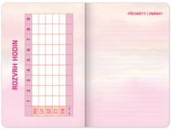 Školský diár Ružové pruhy (september 2023 – december 2024), 9,8 × 14,5 cm