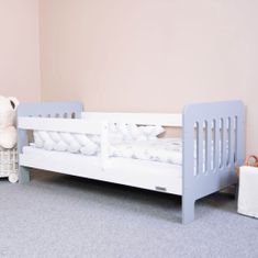 NEW BABY Detská posteľ so zábranou ERIK 140x70 cm bielo-sivá