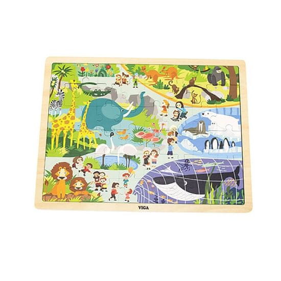 Viga Detské drevené puzzle Zoo 48 ks
