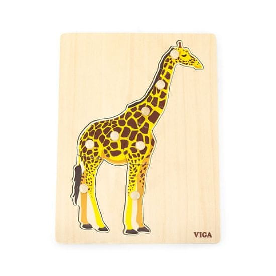 Viga Detské drevené puzzle s úchytmi Montessori Žirafa