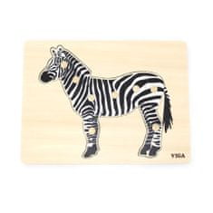 Viga Detské drevené puzzle s úchytmi Montessori Zebra