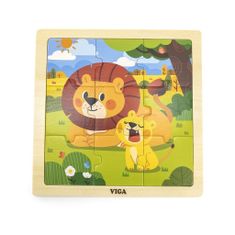 Viga Drevené puzzle pre najmenších 9 ks Lion